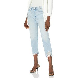 Calvin Klein Women's Hi Rise Straight Leg Crop Destruct Hem Jeans Size 24 B2-10